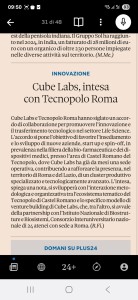 Accordo Cube Labs - Tecnopolo Roma